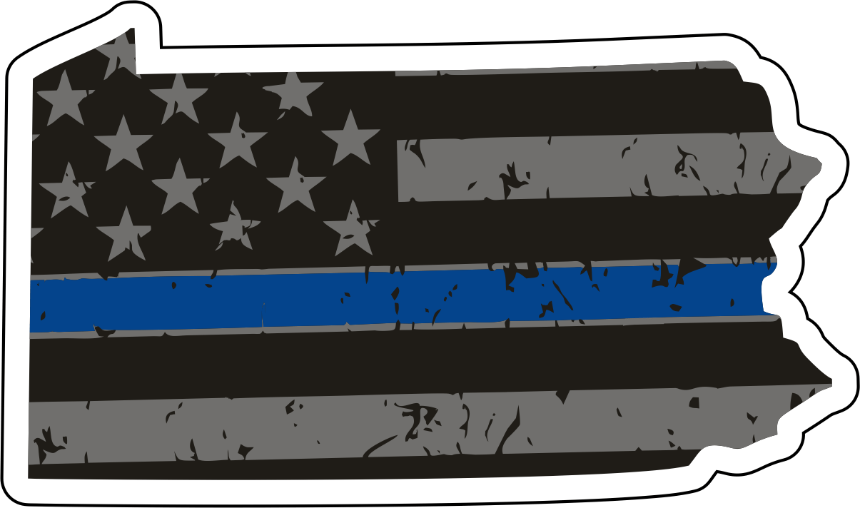 Distressed Thin Blue Line State Sticker - Choose Your State