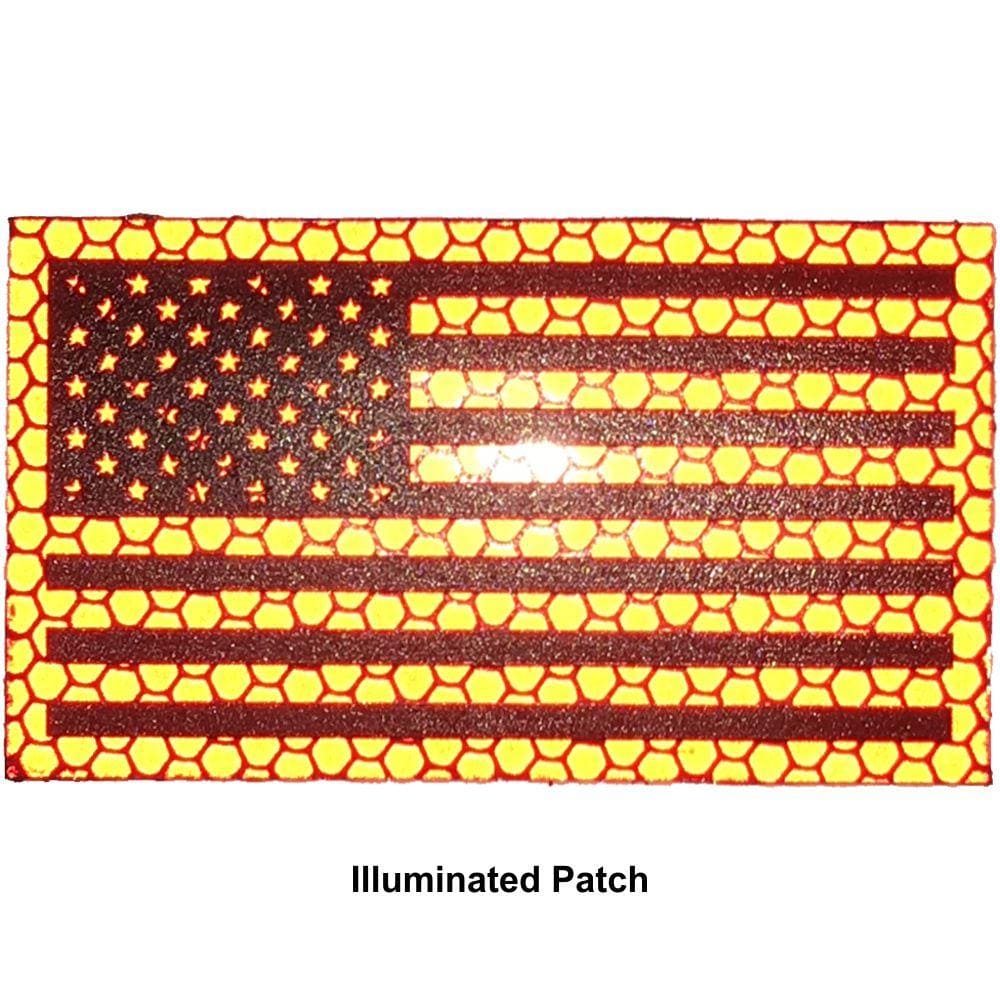 Reflective Printed Red/Black USA Flag - 2x3.5 Patch