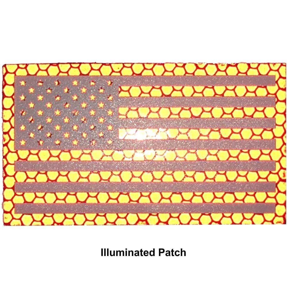 Reflective Printed Red/White USA Flag - 2x3.5 Patch