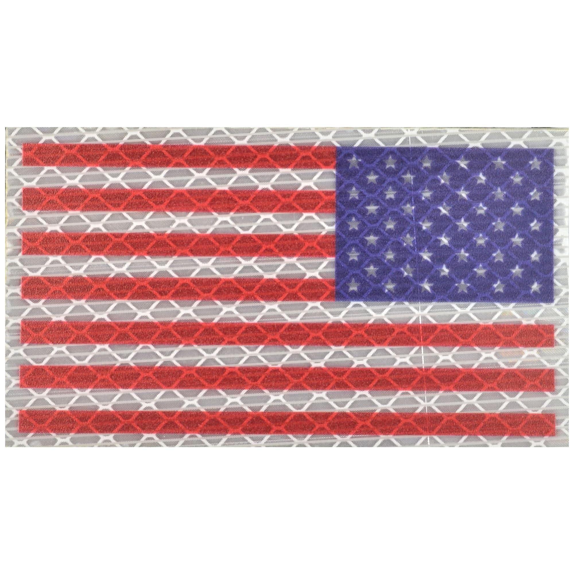 Reflective Printed Full Color USA Flag - 2x3.5 Patch