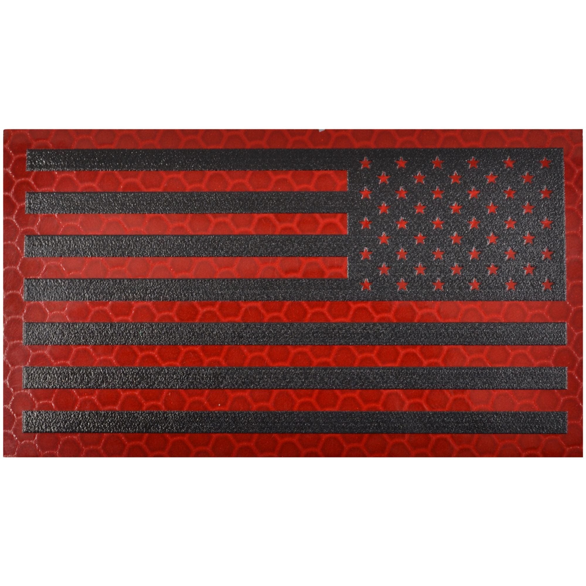 Reflective Printed Red/Black USA Flag - 2x3.5 Patch