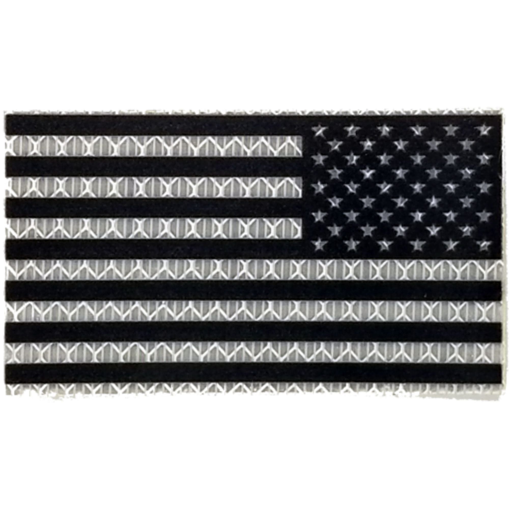 Reflective Printed White/Black USA Flag - 2x3.5 Patch