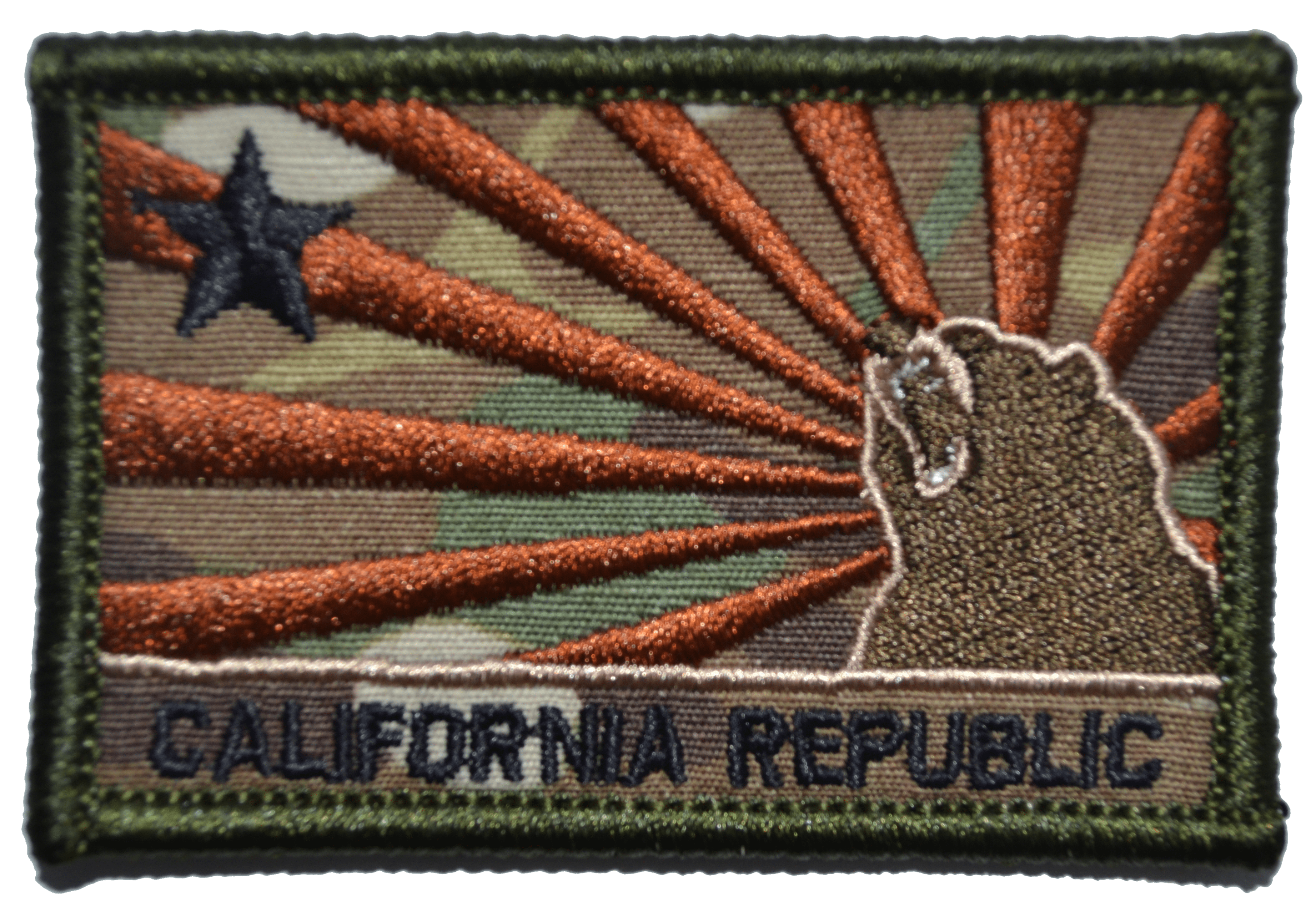 Tactical Gear Junkie Patches MultiCam California Republic Sun Rays Flag - 2x3 Patch