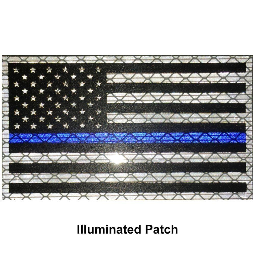 Reflective Printed Thin Blue Line USA Flag - 2x3.5 Patch