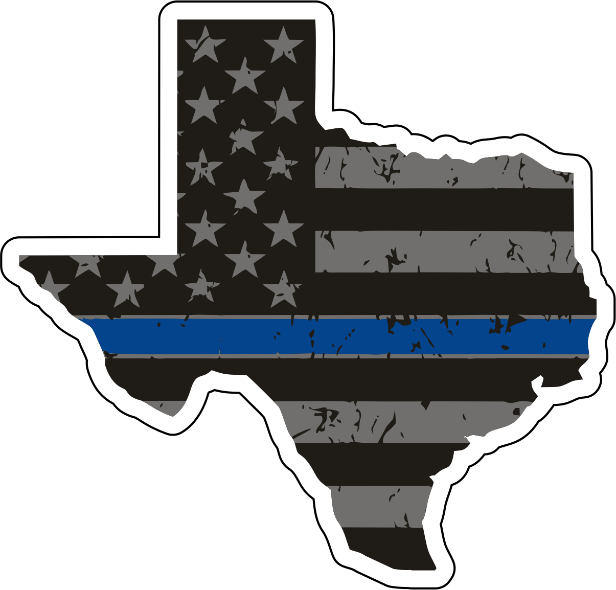 Distressed Thin Blue Line State Sticker - Choose Your State