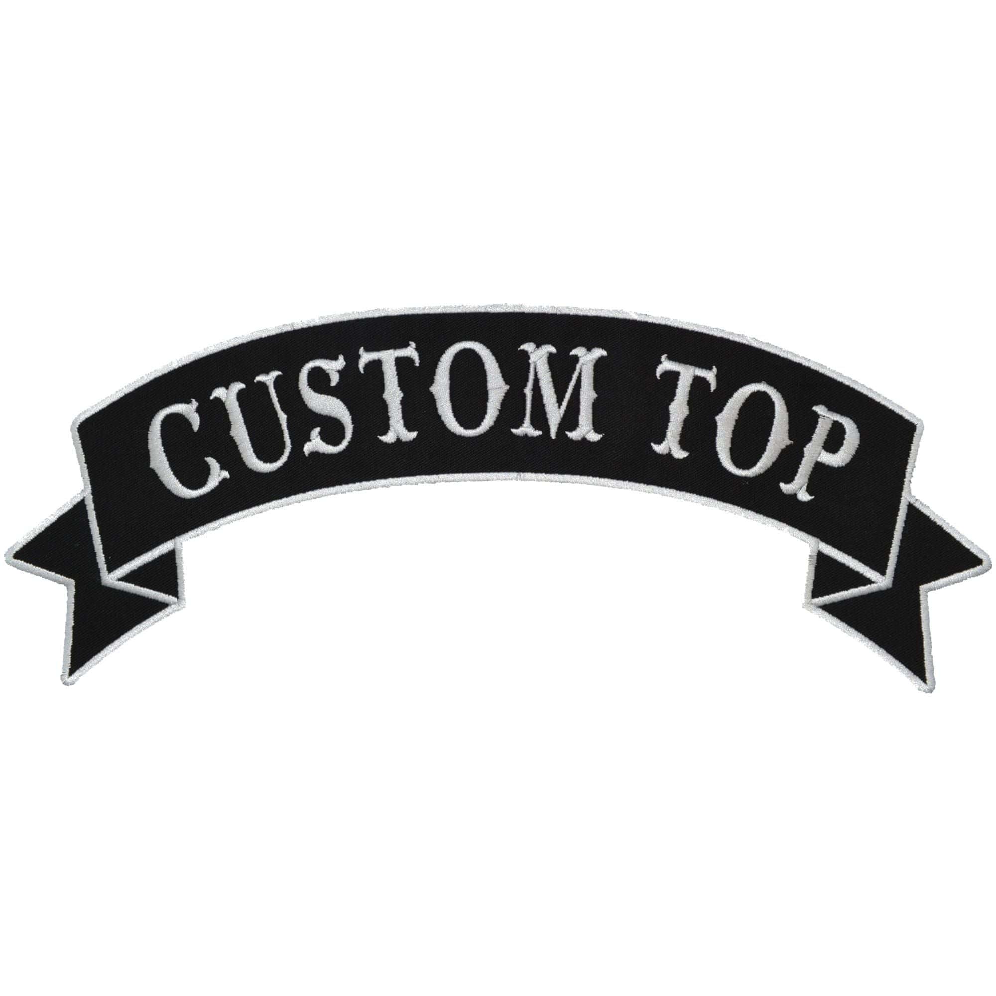 Custom Biker Vest Patch - Top Banner Style Tab - Sew On