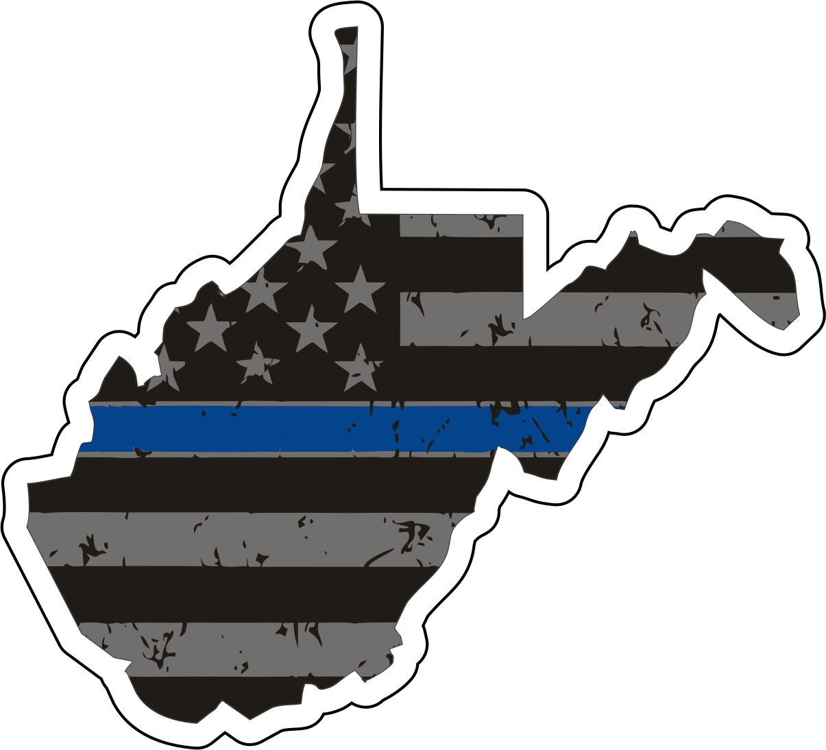 Distressed Thin Blue Line State Sticker - Choose Your State