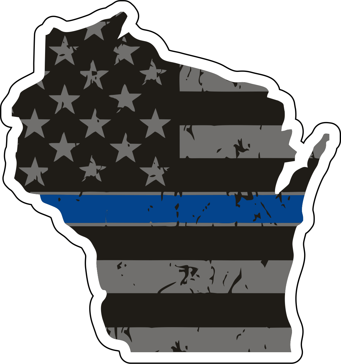 Distressed Thin Blue Line State Sticker - Choose Your State