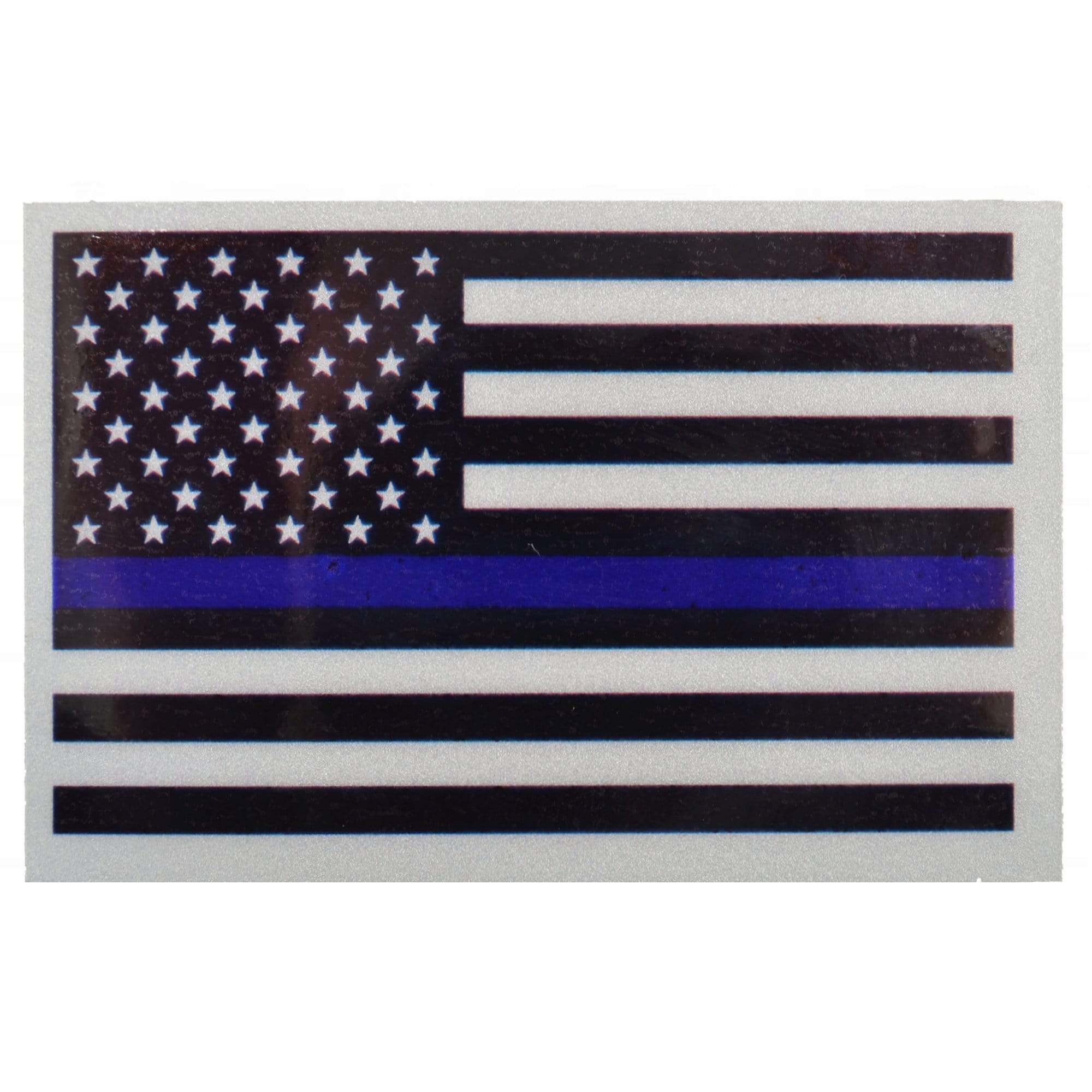 Reflective USA Flag Thin Blue Line - 3.75x2.5 inch Sticker