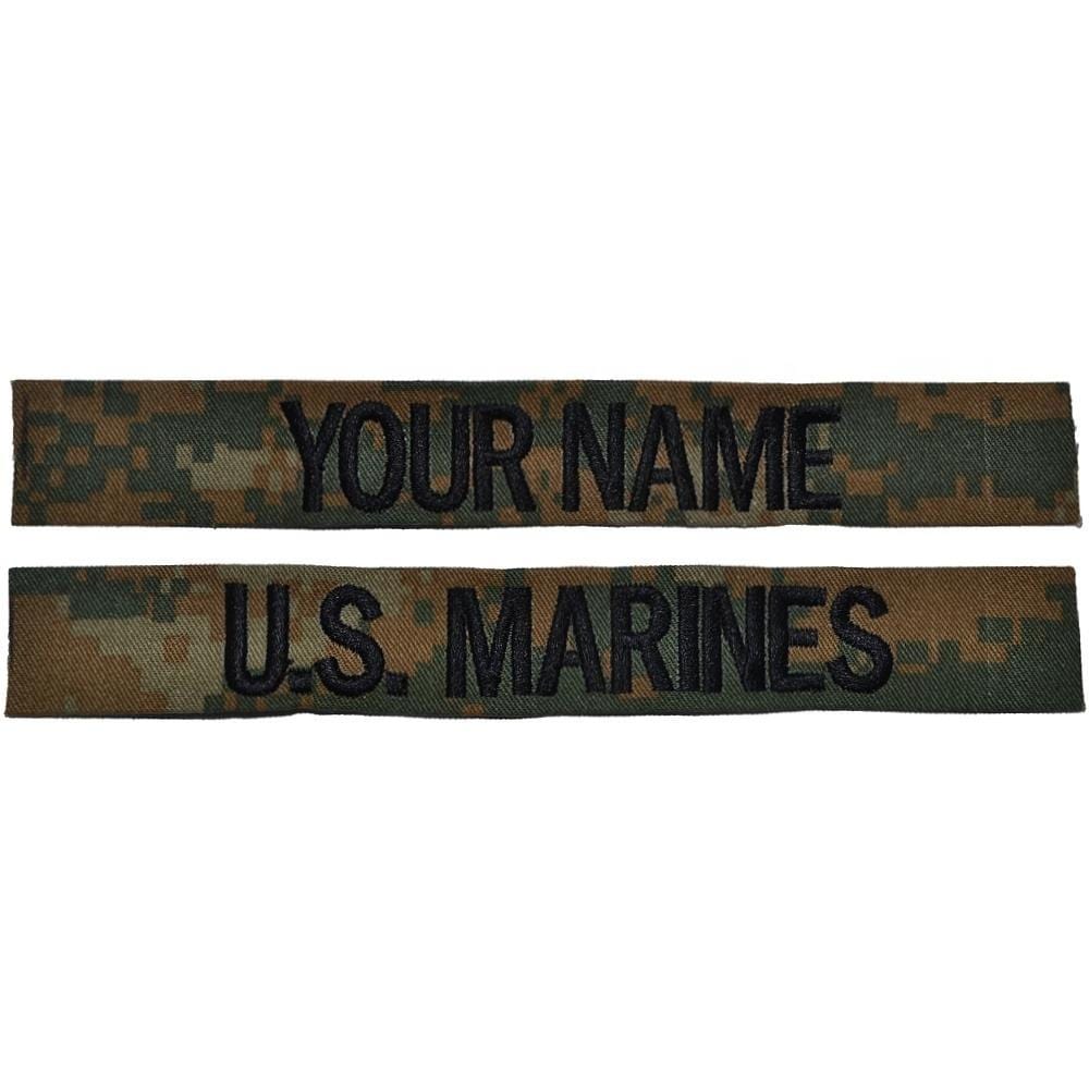 2 Piece Name Tape Set w/o Hook Fastener Backing (sew-on) - Woodland Marpat