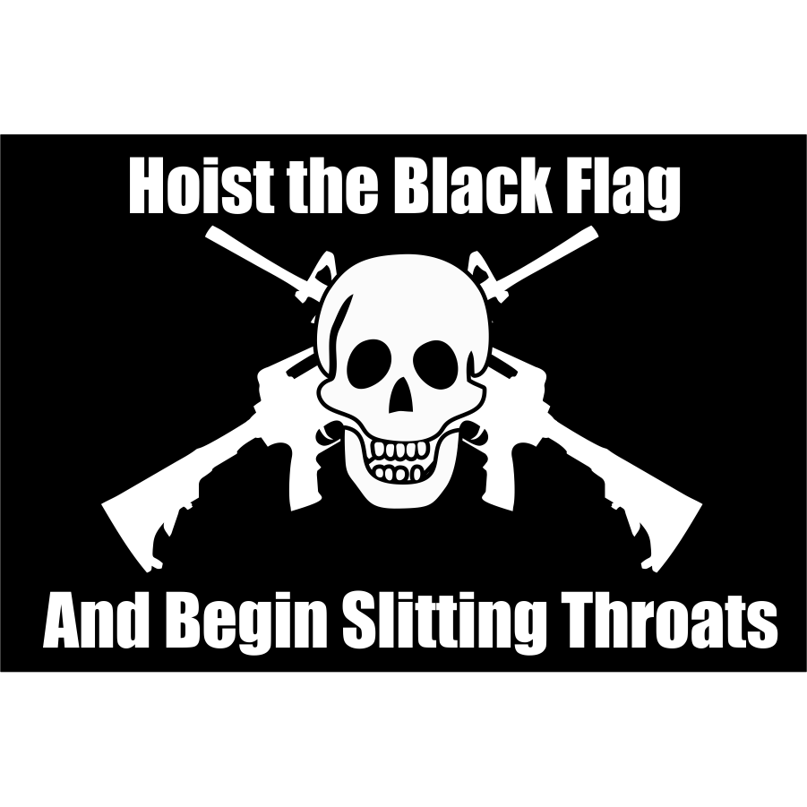 Hoist The Black Flag Jolly Roger Crossed M4s - 3.5x2.25 inch Sticker