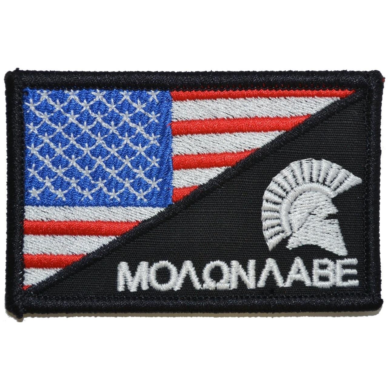 Molon Labe Spartan Helmet USA Flag 2.25 x 3.5 inch Patch