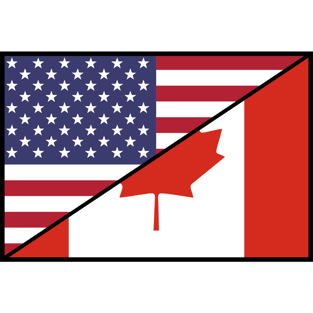 USA / Canada Flag - 3.5x2.25 inch Sticker