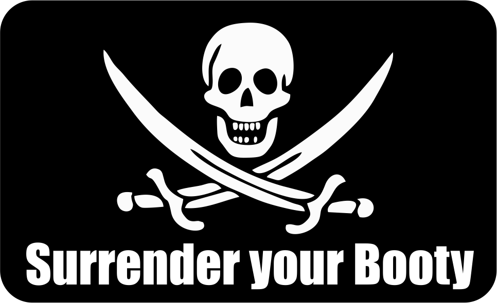 Surrender Your Booty Jolly Roger Sticker - 3.5 inch